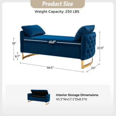 Hekil Upholstered Flip Top Storage Bench with Two Pillows - Wooden bazar