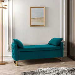 Hekil Upholstered Flip Top Storage Bench with Two Pillows - Wooden bazar