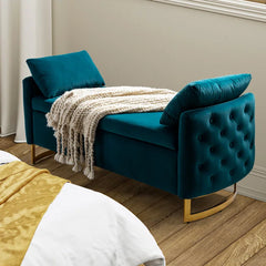 Hekil Upholstered Flip Top Storage Bench with Two Pillows - Wooden bazar