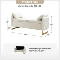 Hekil Upholstered Flip Top Storage Bench with Two Pillows - Wooden bazar