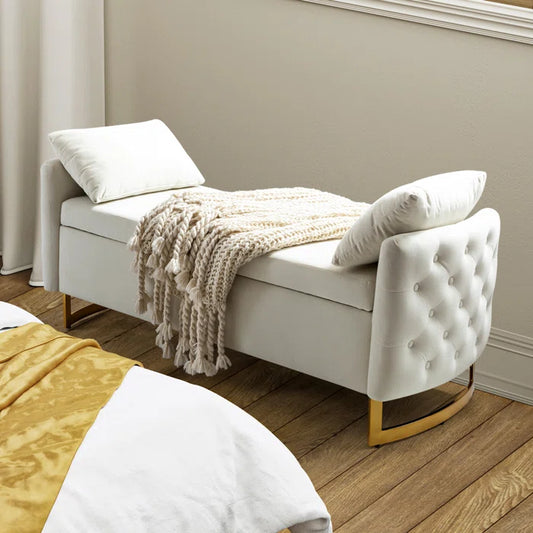 Hekil Upholstered Flip Top Storage Bench with Two Pillows - Wooden bazar