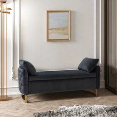 Hekil Upholstered Flip Top Storage Bench with Two Pillows - Wooden bazar
