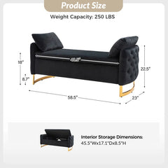 Hekil Upholstered Flip Top Storage Bench with Two Pillows - Wooden bazar