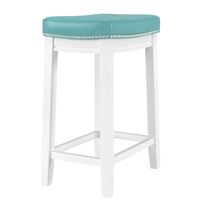 Arlycey Swivel Counter & Bar Solid Wood Backless Stool with Upholstered Seat (Set of 2 )