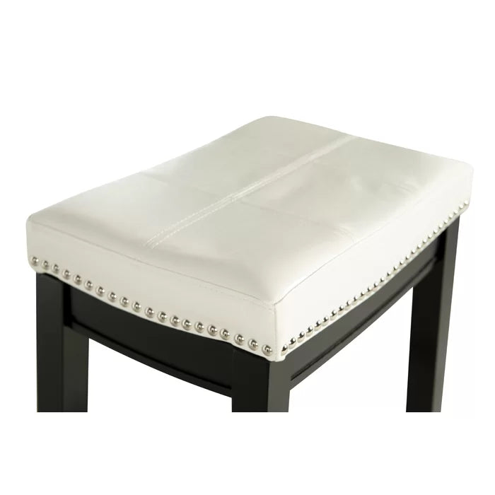 Arlycey Swivel Counter & Bar Solid Wood Backless Stool with Upholstered Seat (Set of 2 )