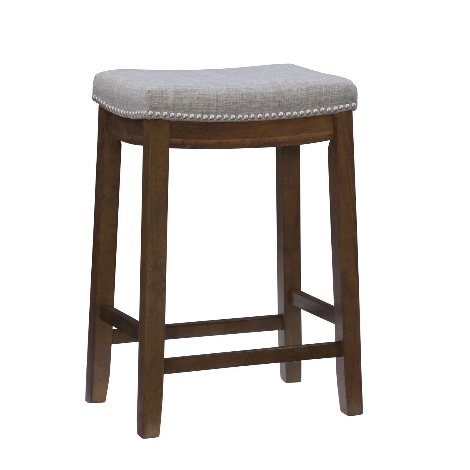 Arlycey Swivel Counter & Bar Solid Wood Backless Stool with Upholstered Seat (Set of 2 )