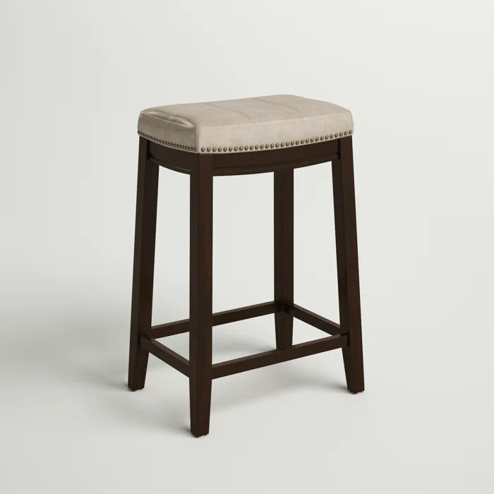 Arlycey Swivel Counter & Bar Solid Wood Backless Stool with Upholstered Seat (Set of 2 )