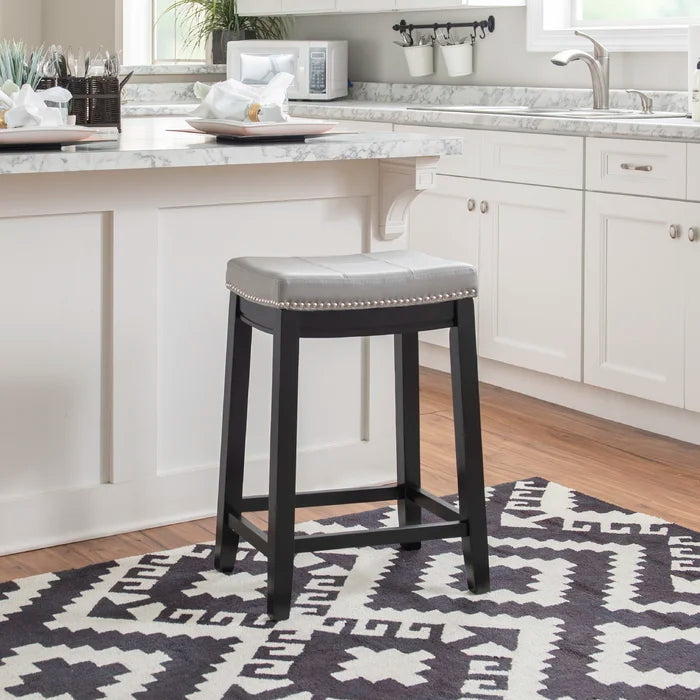 Arlycey Swivel Counter & Bar Solid Wood Backless Stool with Upholstered Seat (Set of 2 )
