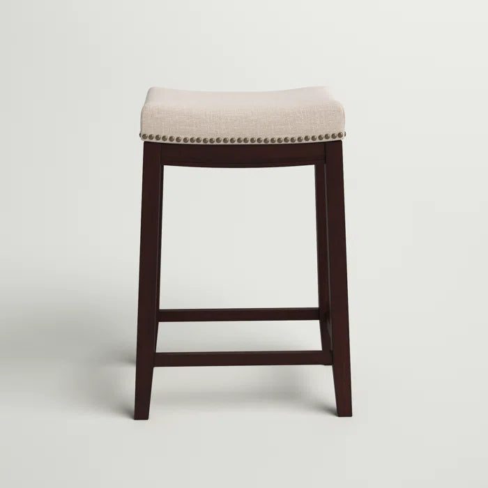 Arlycey Swivel Counter & Bar Solid Wood Backless Stool with Upholstered Seat (Set of 2 )