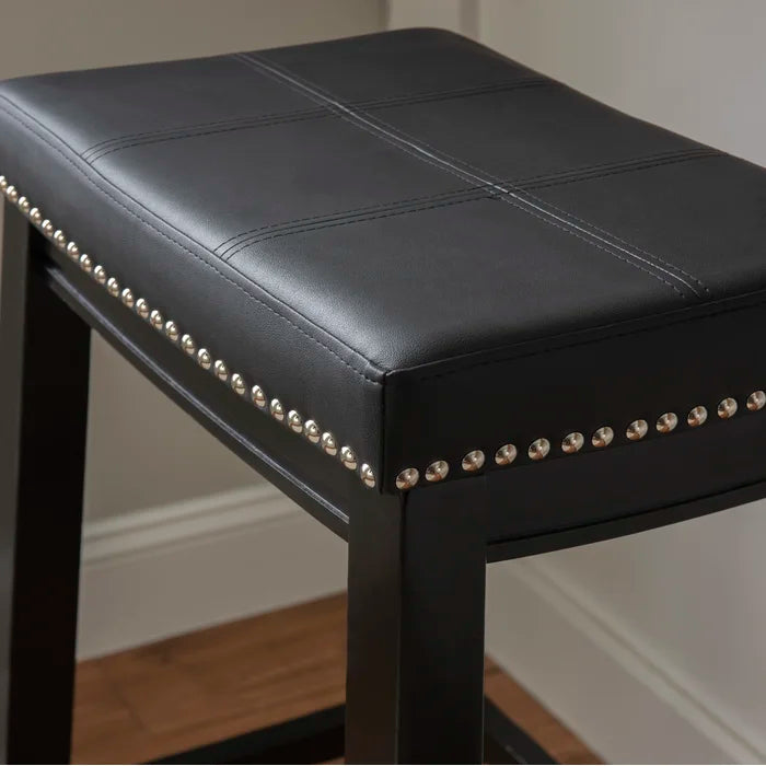 Arlycey Swivel Counter & Bar Solid Wood Backless Stool with Upholstered Seat (Set of 2 )
