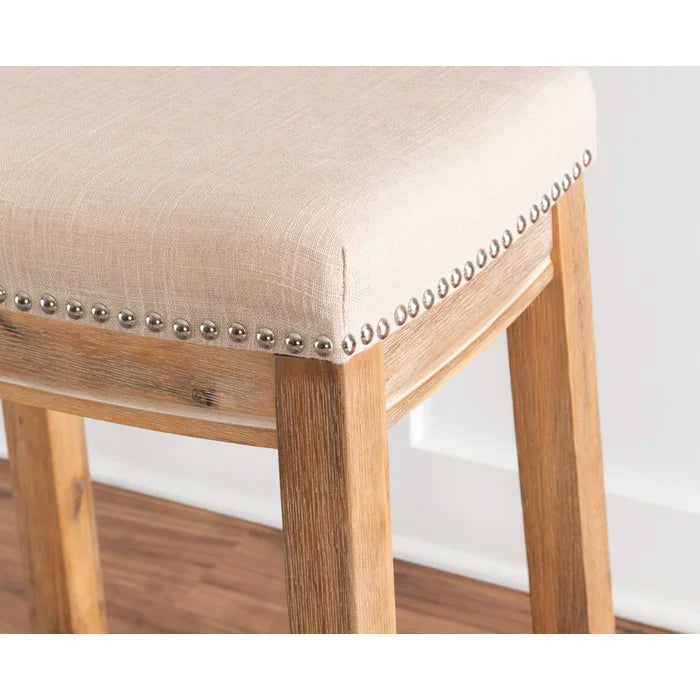 Arlycey Swivel Counter & Bar Solid Wood Backless Stool with Upholstered Seat (Set of 2 )
