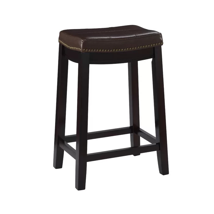 Arlycey Swivel Counter & Bar Solid Wood Backless Stool with Upholstered Seat (Set of 2 )