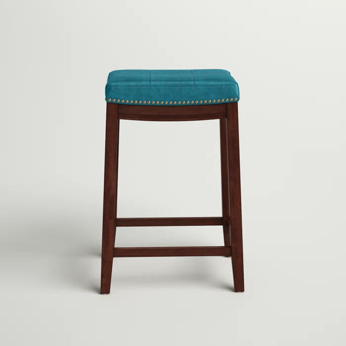 Arlycey Swivel Counter & Bar Solid Wood Backless Stool with Upholstered Seat (Set of 2 )
