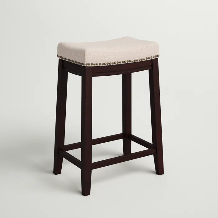 Arlycey Swivel Counter & Bar Solid Wood Backless Stool with Upholstered Seat (Set of 2 )