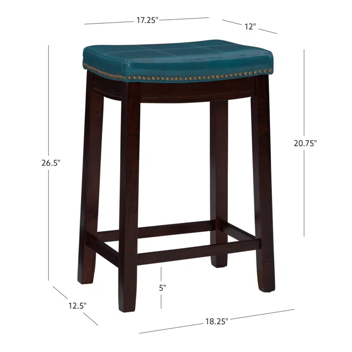 Arlycey Swivel Counter & Bar Solid Wood Backless Stool with Upholstered Seat (Set of 2 )