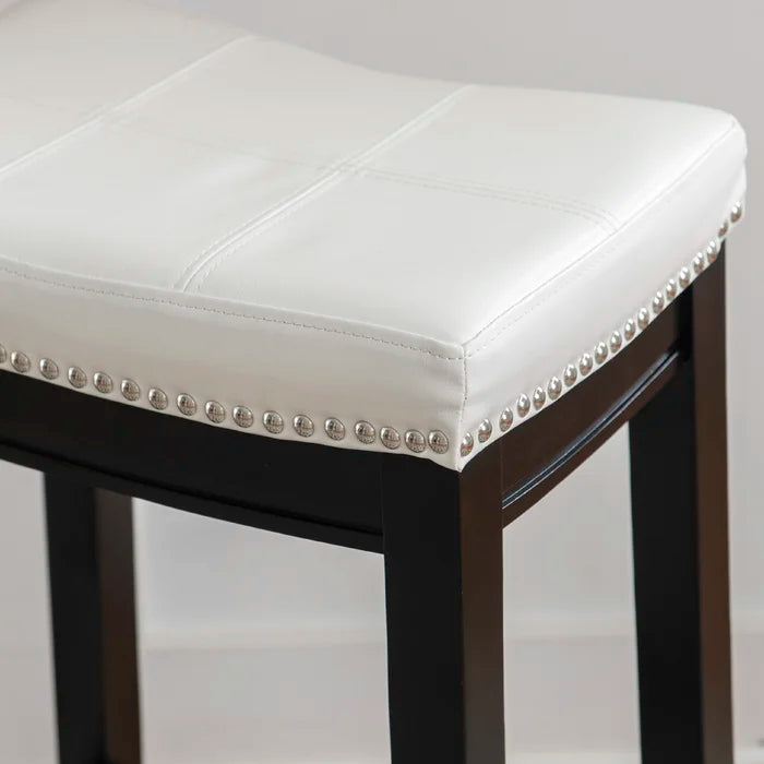 Arlycey Swivel Counter & Bar Solid Wood Backless Stool with Upholstered Seat (Set of 2 )