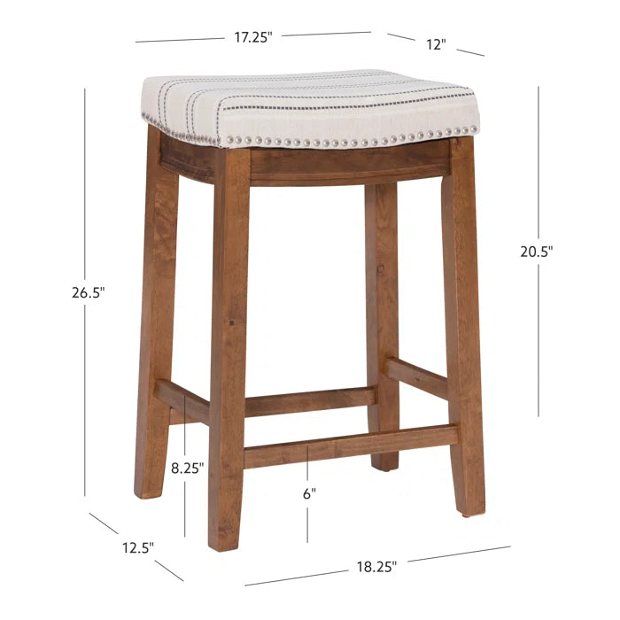 Arlycey Swivel Counter & Bar Solid Wood Backless Stool with Upholstered Seat (Set of 2 )