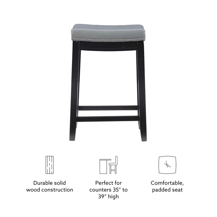 Arlycey Swivel Counter & Bar Solid Wood Backless Stool with Upholstered Seat (Set of 2 )