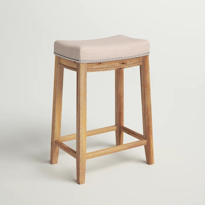 Arlycey Swivel Counter & Bar Solid Wood Backless Stool with Upholstered Seat (Set of 2 )