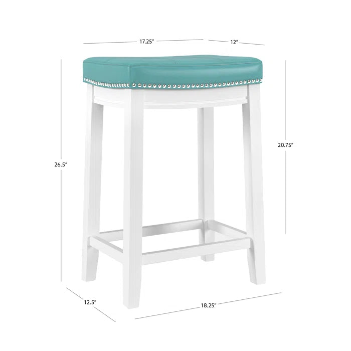 Arlycey Swivel Counter & Bar Solid Wood Backless Stool with Upholstered Seat (Set of 2 )