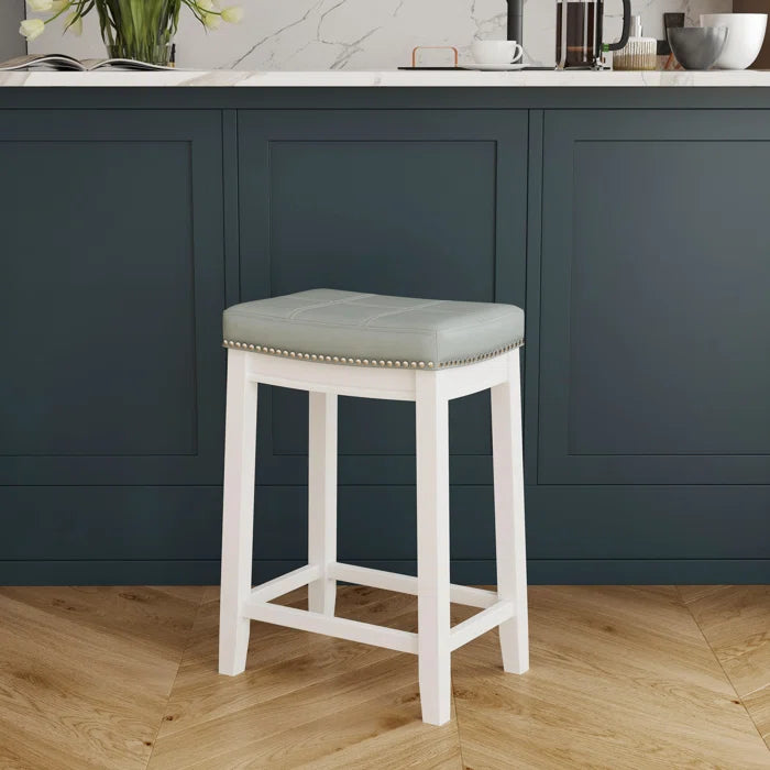 Arlycey Swivel Counter & Bar Solid Wood Backless Stool with Upholstered Seat (Set of 2 )