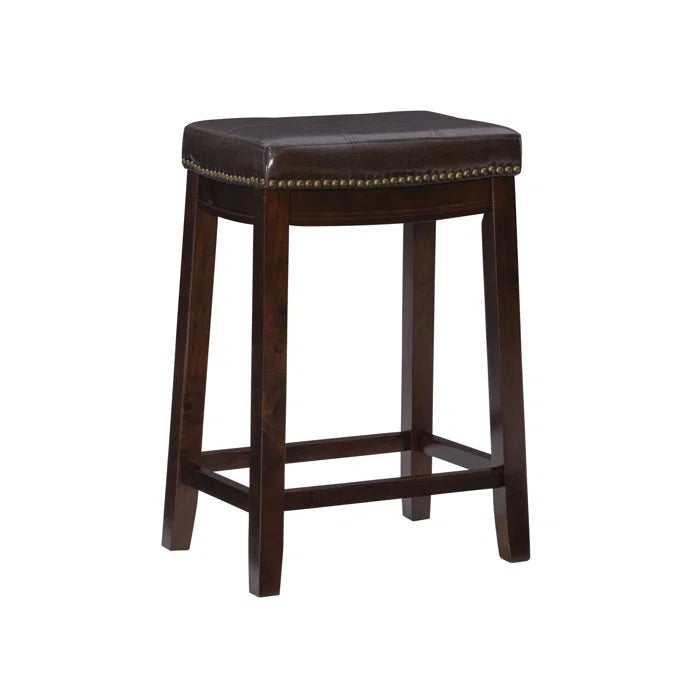 Arlycey Swivel Counter & Bar Solid Wood Backless Stool with Upholstered Seat (Set of 2 )