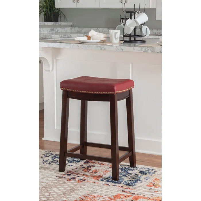 Arlycey Swivel Counter & Bar Solid Wood Backless Stool with Upholstered Seat (Set of 2 )