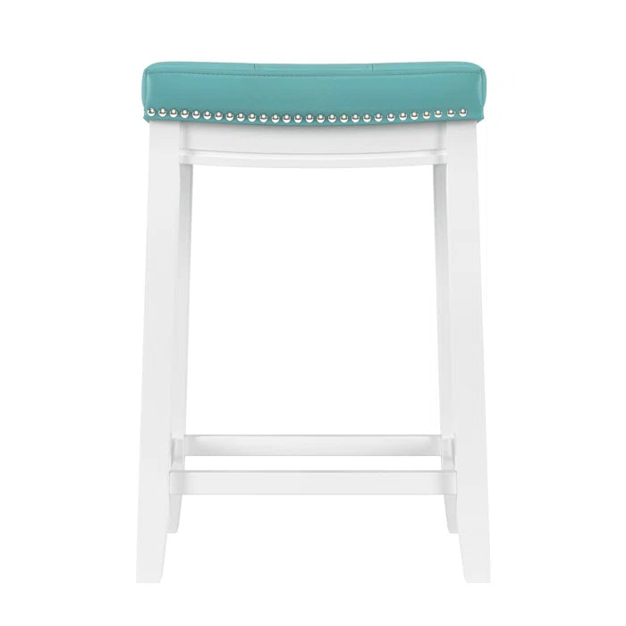 Arlycey Swivel Counter & Bar Solid Wood Backless Stool with Upholstered Seat (Set of 2 )