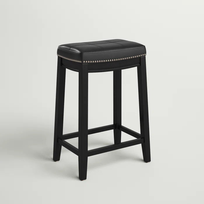 Arlycey Swivel Counter & Bar Solid Wood Backless Stool with Upholstered Seat (Set of 2 )