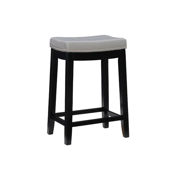 Arlycey Swivel Counter & Bar Solid Wood Backless Stool with Upholstered Seat (Set of 2 )