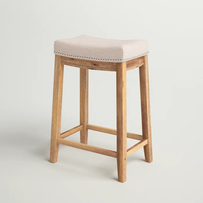 Arlycey Swivel Counter & Bar Solid Wood Backless Stool with Upholstered Seat (Set of 2 )