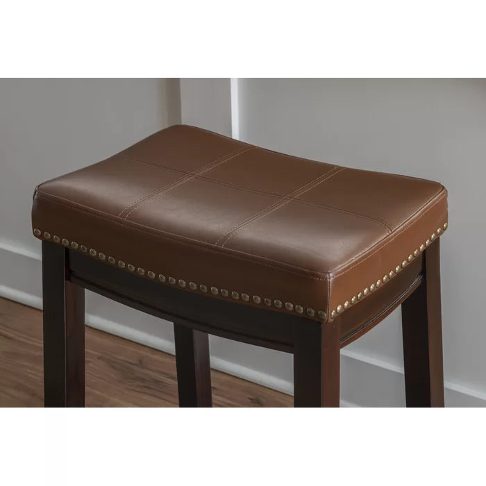 Arlycey Swivel Counter & Bar Solid Wood Backless Stool with Upholstered Seat (Set of 2 )