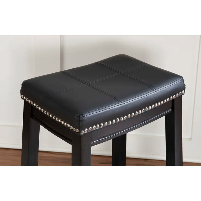 Arlycey Swivel Counter & Bar Solid Wood Backless Stool with Upholstered Seat (Set of 2 )