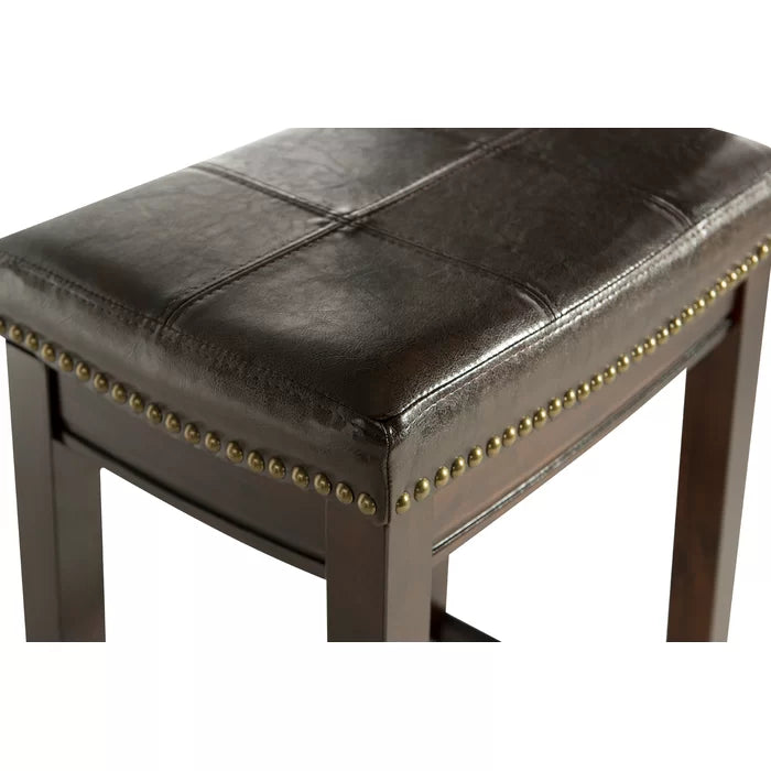 Arlycey Swivel Counter & Bar Solid Wood Backless Stool with Upholstered Seat (Set of 2 )