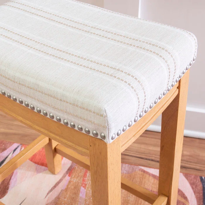 Arlycey Swivel Counter & Bar Solid Wood Backless Stool with Upholstered Seat (Set of 2 )