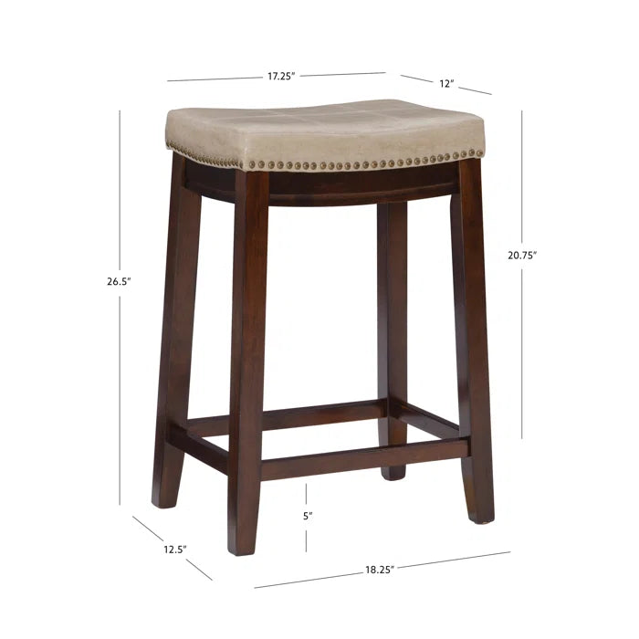 Arlycey Swivel Counter & Bar Solid Wood Backless Stool with Upholstered Seat (Set of 2 )