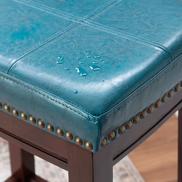 Arlycey Swivel Counter & Bar Solid Wood Backless Stool with Upholstered Seat (Set of 2 )