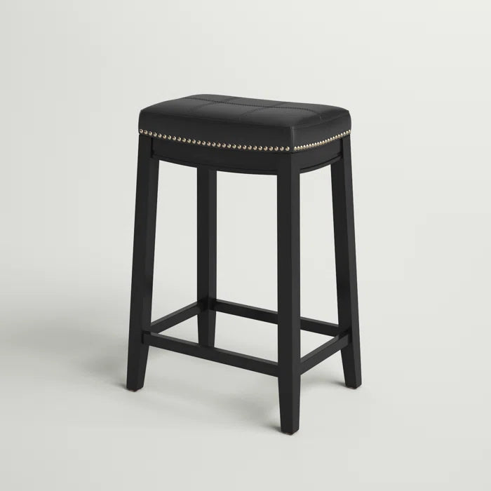 Arlycey Swivel Counter & Bar Solid Wood Backless Stool with Upholstered Seat (Set of 2 )