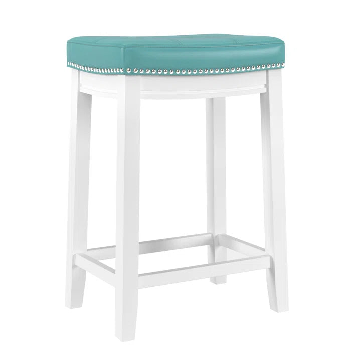 Arlycey Swivel Counter & Bar Solid Wood Backless Stool with Upholstered Seat (Set of 2 )