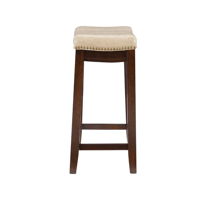 Arlycey Swivel Counter & Bar Solid Wood Backless Stool with Upholstered Seat (Set of 2 )