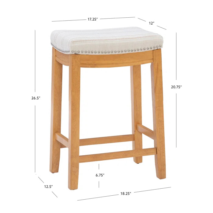 Arlycey Swivel Counter & Bar Solid Wood Backless Stool with Upholstered Seat (Set of 2 )