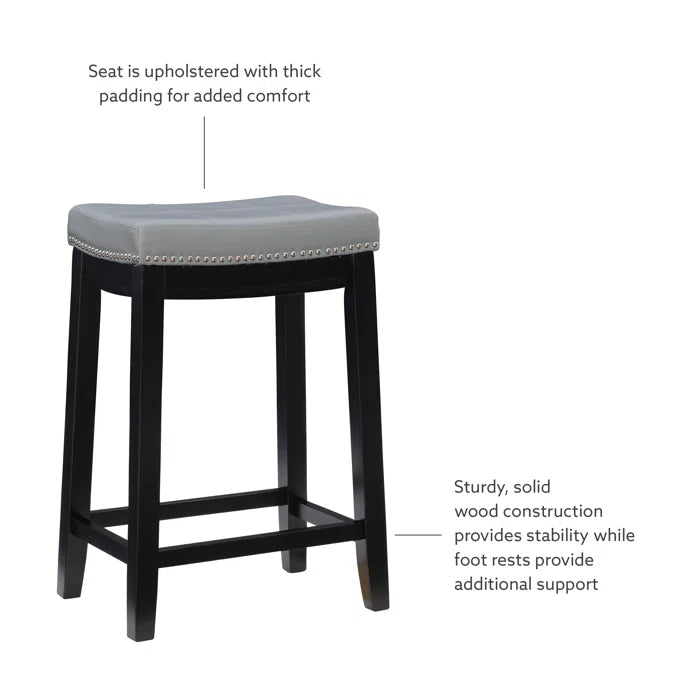 Arlycey Swivel Counter & Bar Solid Wood Backless Stool with Upholstered Seat (Set of 2 )