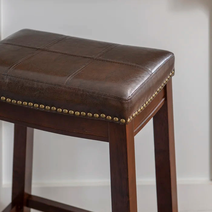 Arlycey Swivel Counter & Bar Solid Wood Backless Stool with Upholstered Seat (Set of 2 )