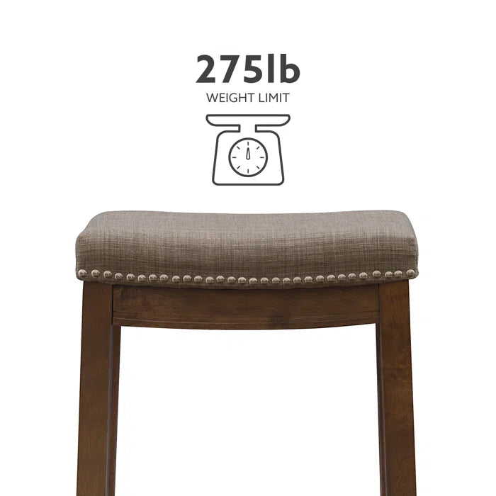 Arlycey Swivel Counter & Bar Solid Wood Backless Stool with Upholstered Seat (Set of 2 )