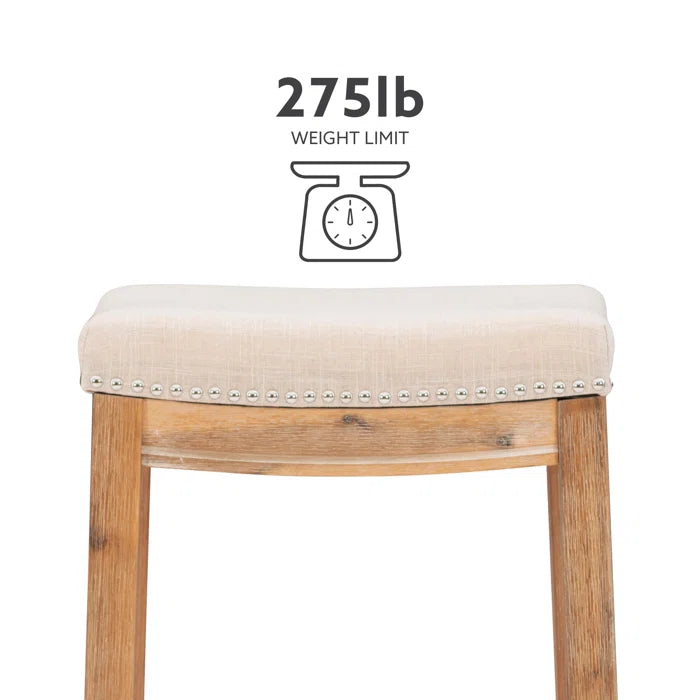 Arlycey Swivel Counter & Bar Solid Wood Backless Stool with Upholstered Seat (Set of 2 )