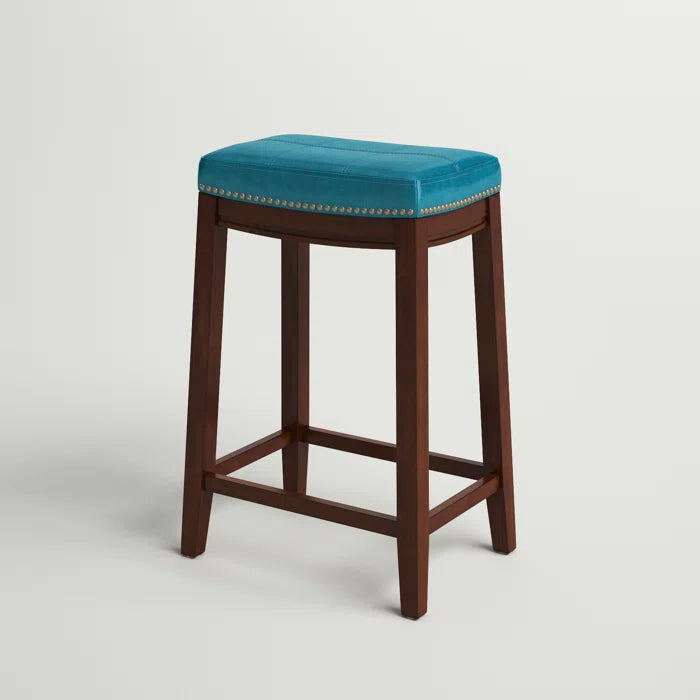 Arlycey Swivel Counter & Bar Solid Wood Backless Stool with Upholstered Seat (Set of 2 )
