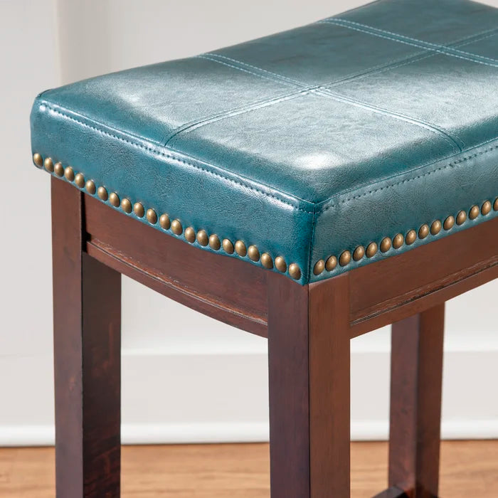 Arlycey Swivel Counter & Bar Solid Wood Backless Stool with Upholstered Seat (Set of 2 )
