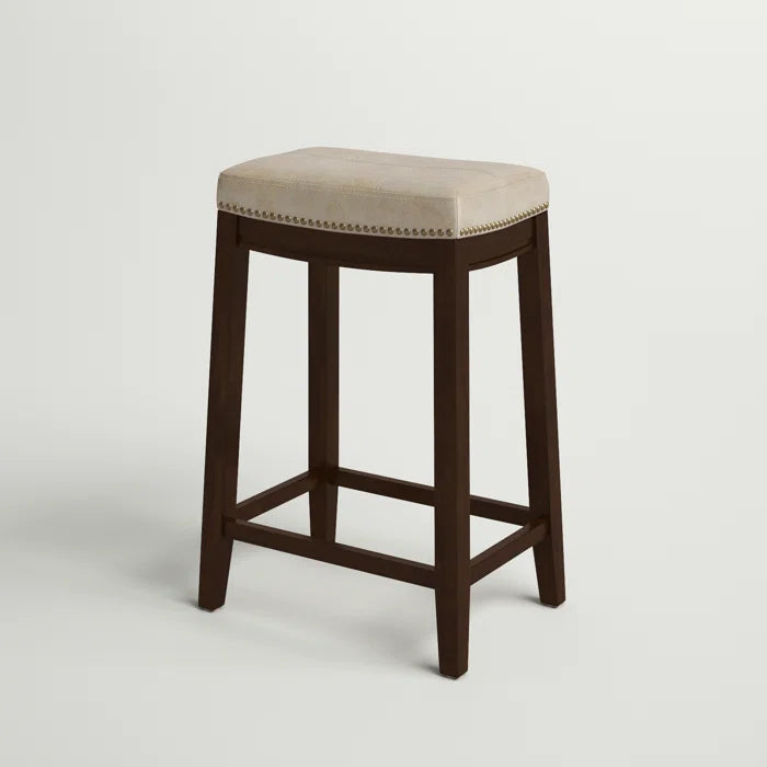 Arlycey Swivel Counter & Bar Solid Wood Backless Stool with Upholstered Seat (Set of 2 )