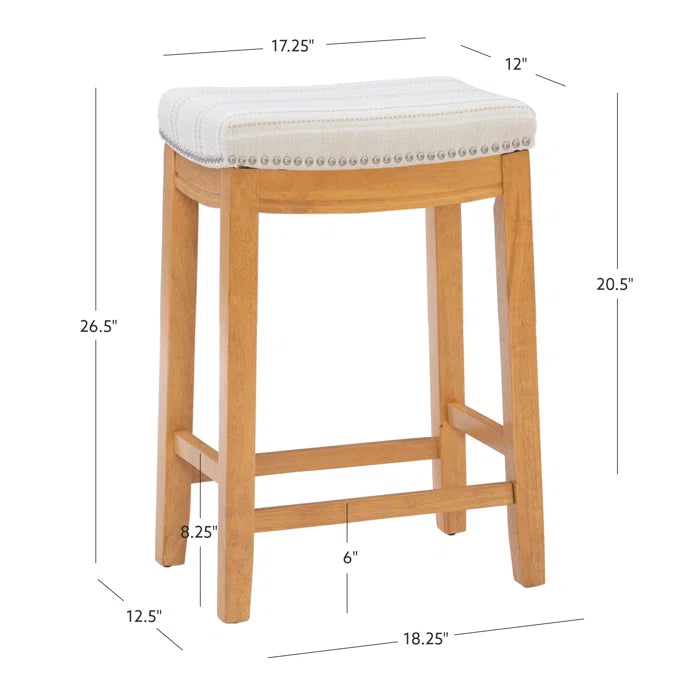 Arlycey Swivel Counter & Bar Solid Wood Backless Stool with Upholstered Seat (Set of 2 )