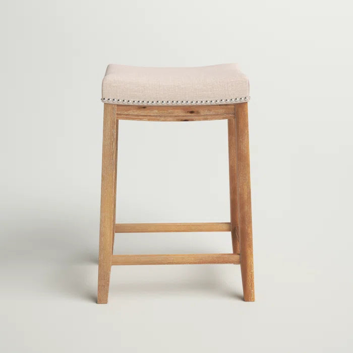 Arlycey Swivel Counter & Bar Solid Wood Backless Stool with Upholstered Seat (Set of 2 )